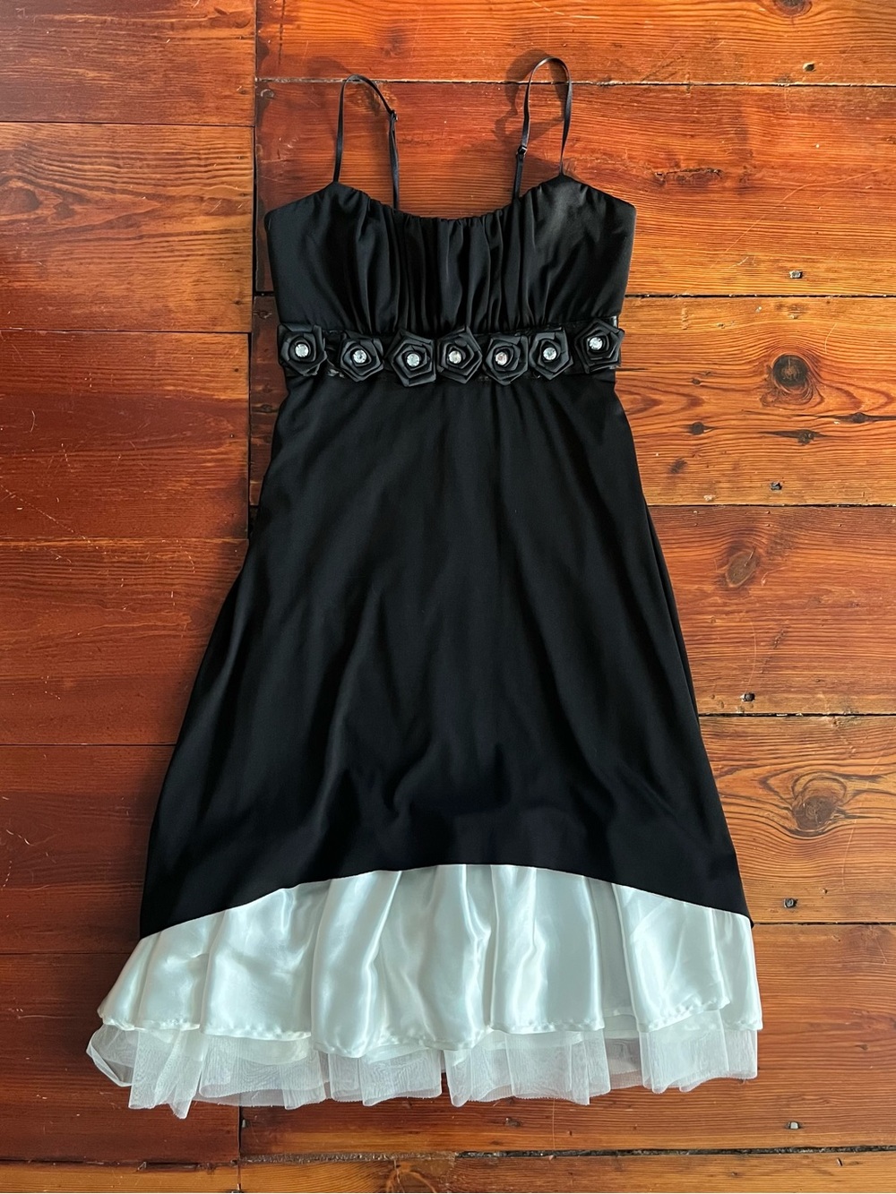 Black Spaghetti-Strap Evening Dress